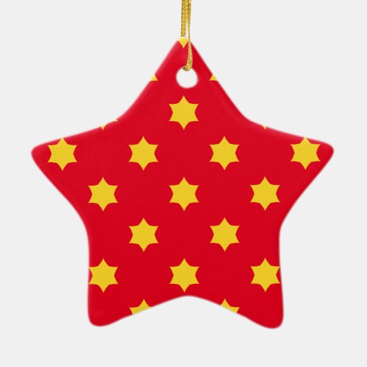 Yellow Star Pattern Keramisch Ornament (Achterkant)