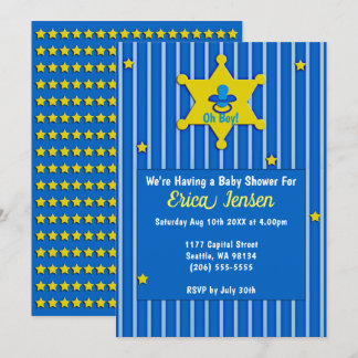 Yellow Stars and Pacifier Baby Boy Shower Kaart