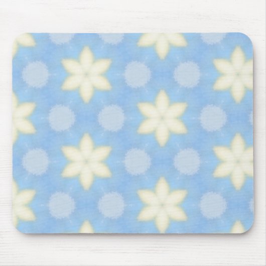Yellow stars on blue geometric pattern mousepad muismat (Voorkant)