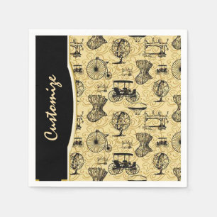 Yellow Steampunk Pattern Napkins Servetten