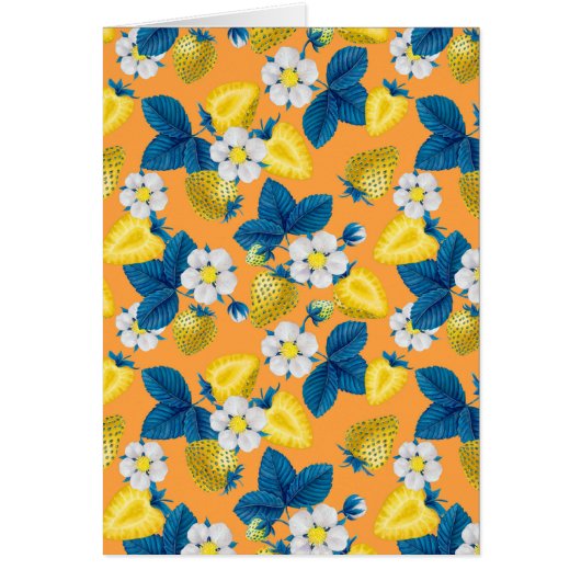 Yellow strawberries on orange (Voorkant)