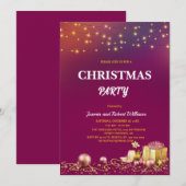 yellow String Lights Purple Christmas Party Kaart (Voorkant / Achterkant)