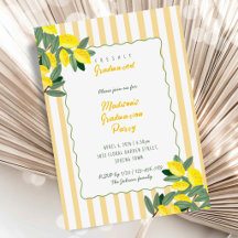 Yellow Stripe Lemon Graduation Party Invitation