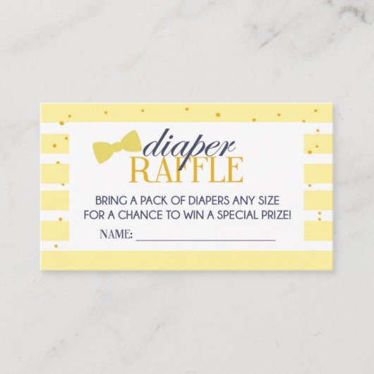 Yellow Stripe Luier Raffle Ticket Informatiekaartje (Voorkant)