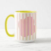 Yellow Stripe Simple Two-Tone Mug with Pink Floral (Gauche)