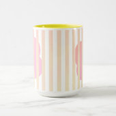 Yellow Stripe Simple Two-Tone Mug with Pink Floral (Centre)