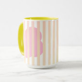 Yellow Stripe Simple Two-Tone Mug with Pink Floral (Devant gauche)