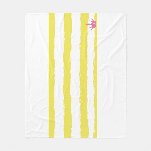 Yellow stripes and a pink crown Fleece Blanket Deken (Voorkant)