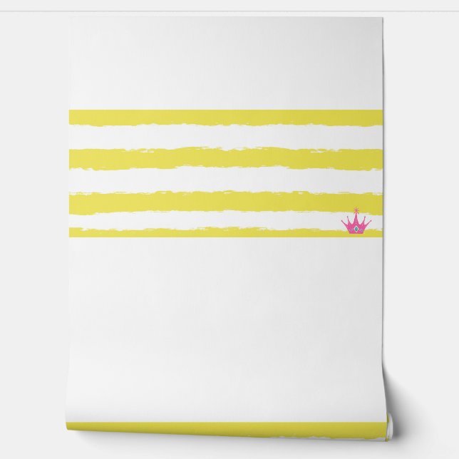 Yellow stripes and a pink crown Wallpaper Behang (Afrollen)