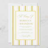 Yellow Stripes Elegant QR Code RSVP Summer Wedding Kaart (Voorkant)