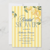 Yellow Stripes Lemon Bridal Shower Invitation (Devant)