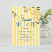 Yellow Stripes Lemon Bridal Shower Invitation (Debout devant)