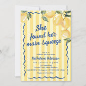 Yellow Stripes Lemon Bridal Shower Invitation (Devant)