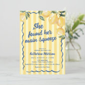 Yellow Stripes Lemon Bridal Shower Invitation (Debout devant)