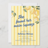 Yellow Stripes Lemon Bridal Shower Invitation (Devant)