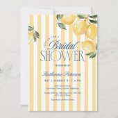 Yellow Stripes Lemon Bridal Shower Invitation (Devant)
