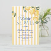 Yellow Stripes Lemon Bridal Shower Invitation (Debout devant)