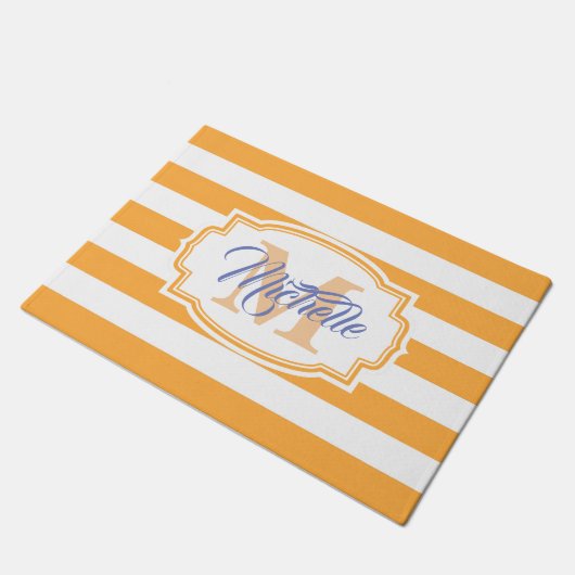 Yellow Stripes Pattern Deurmat (Schuin)