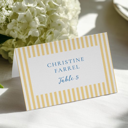 Yellow Stripes Place Cards Kaart