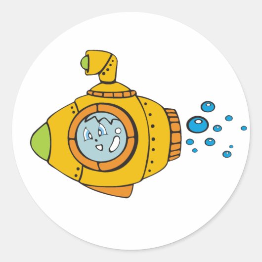 Yellow Submarine Ronde Sticker (Voorkant)