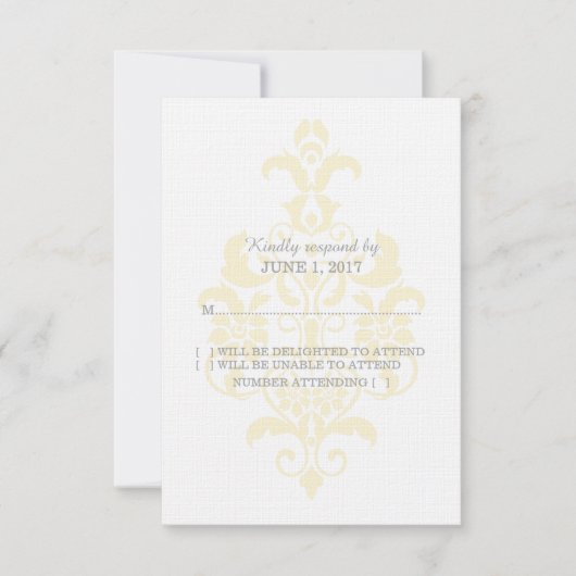 Yellow Subtle Damask Response Kaart (Voorkant)