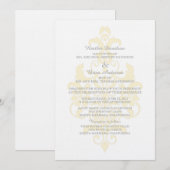 Yellow Subtle Damask Wedding Invite Kaart (Voorkant / Achterkant)
