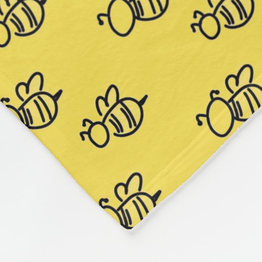 Yellow Summer Bees Pattern Fleece Deken (Hoek)