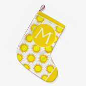 Yellow Summer Sun Sunshine Rays Monogram Kleine Kerstsok (Voorkant (Hangend))