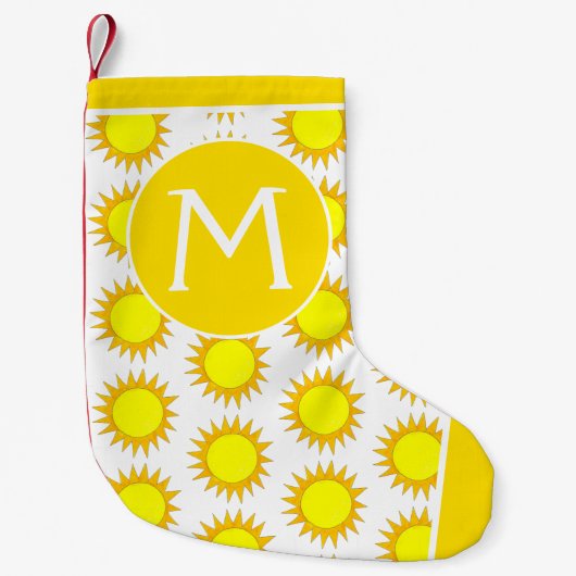 Yellow Summer Sun Sunshine Rays Monogram Kleine Kerstsok (Voorkant)