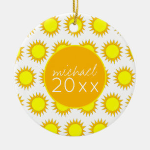 Yellow Summer Sun Sunshine Soak up the Rays Keramisch Ornament