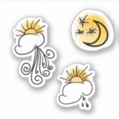 Yellow Sun Moon Stars Vent Faux autocollants de ta (Devant)