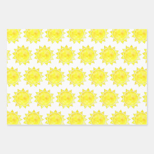 Yellow Sun Waterverf Pattern Inpakpapier Vel