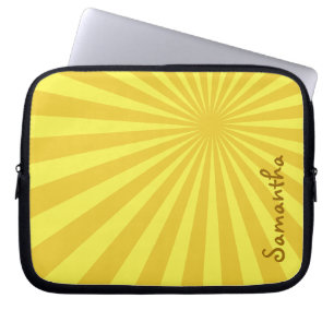 Yellow Sunburst "Voeg Jouw namen toe" Laptop Sleeve
