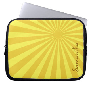 Yellow Sunburst "Voeg Jouw namen toe" Laptop Sleeve