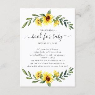 Yellow Sunflower Baby shower Boek voor Baby Informatiekaartje