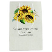 Yellow Sunflower Bouquet gefeliciteerd Medium Cadeauzakje (Voorkant)