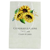 Yellow Sunflower Bouquet gefeliciteerd Medium Cadeauzakje (Achterkant)