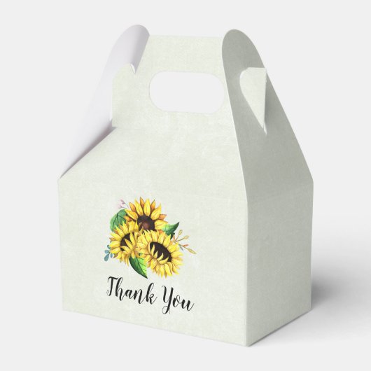 Yellow Sunflower Bouquet in Waterverf Dank u wel Bedankdoosjes (Achterkant)