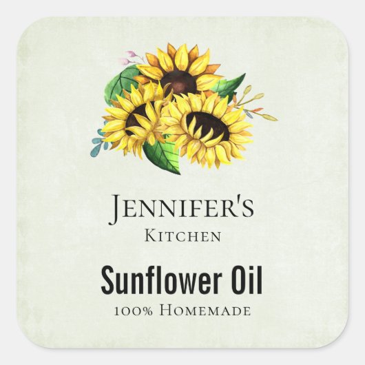 Yellow Sunflower Bouquet in Waterverf Kitchen Vierkante Sticker (Voorkant)