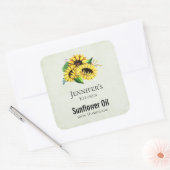 Yellow Sunflower Bouquet in Waterverf Kitchen Vierkante Sticker (Envelop)