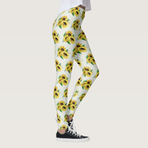 Yellow Sunflower Bouquet in Waterverf Leggings
