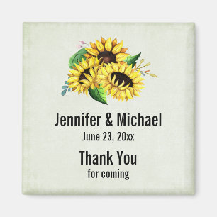 Yellow Sunflower Bouquet in Waterverf Wedding Magneet