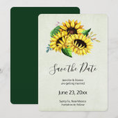 Yellow Sunflower Bouquet in Waterverf Wedding Save The Date (Voorkant / Achterkant)