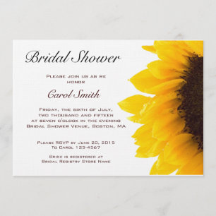 Yellow Sunflower Bridal Shower Invitation Kaart