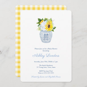 Yellow Sunflower Country Kitchen Baby shower Party Kaart