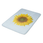 Yellow Sunflower Cute Floral Blue Badmat (Gekanteld)