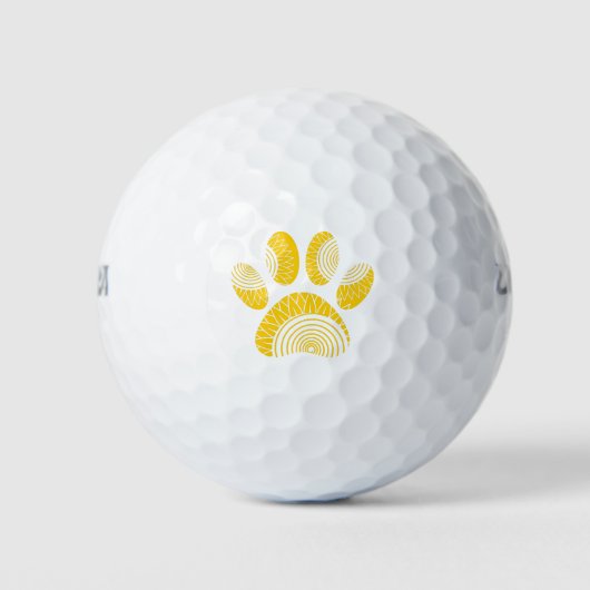 Yellow Sunflower Dog Paw Print Golfballen (Voorkant)