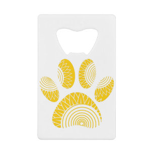 Yellow Sunflower Dog Paw Print Kredietkaart Flessenopener