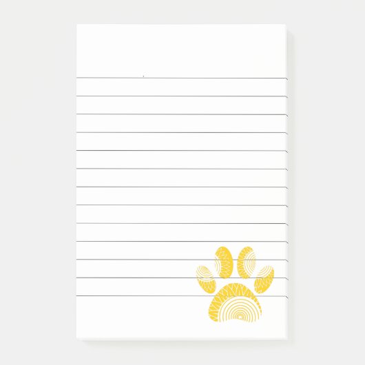 Yellow Sunflower Dog Paw Print led Post-it® Notes (Voorkant)