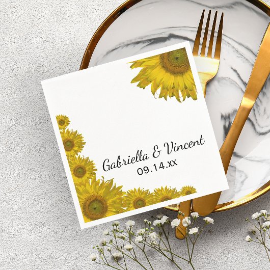 Yellow Sunflower Edge Wedding Servetten